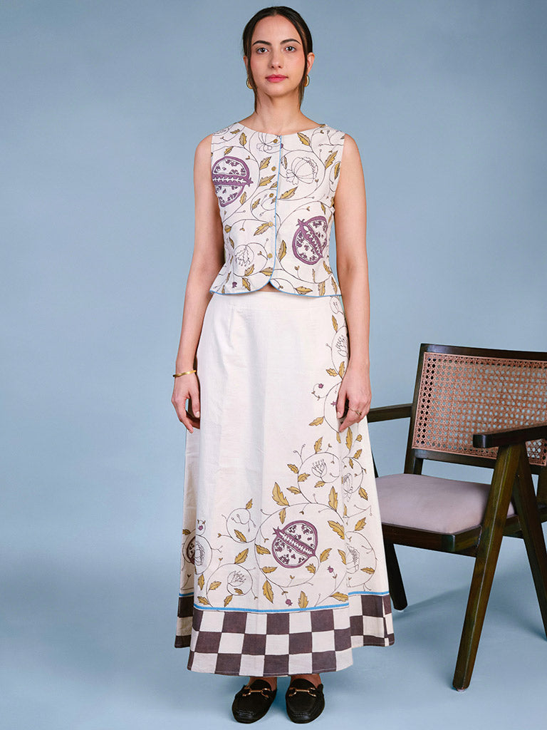 Petal Print Midi Skirt BOTTOMS IKKIVI