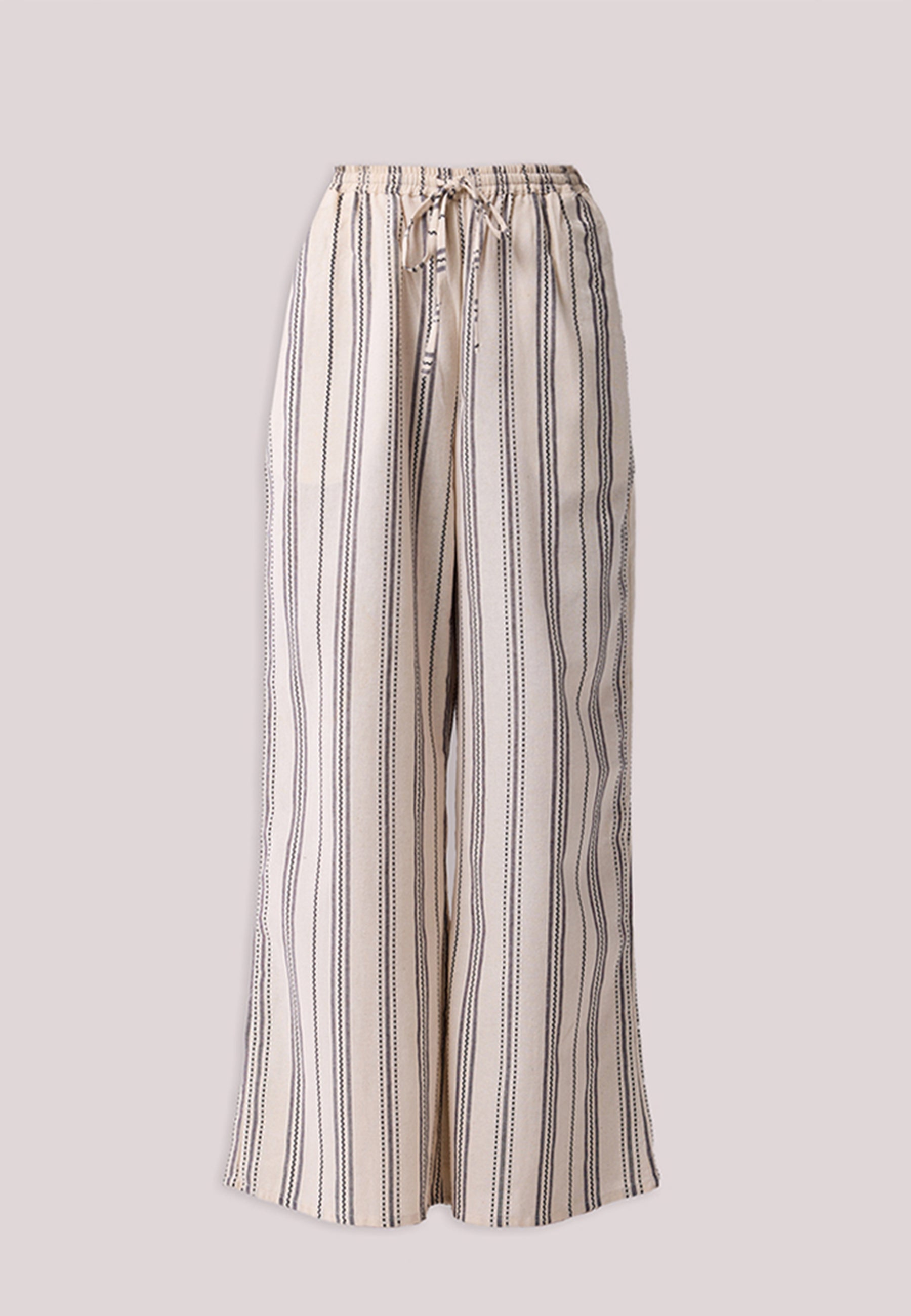 Wide Leg Drawstring Stripe Pants BOTTOMS Reistor