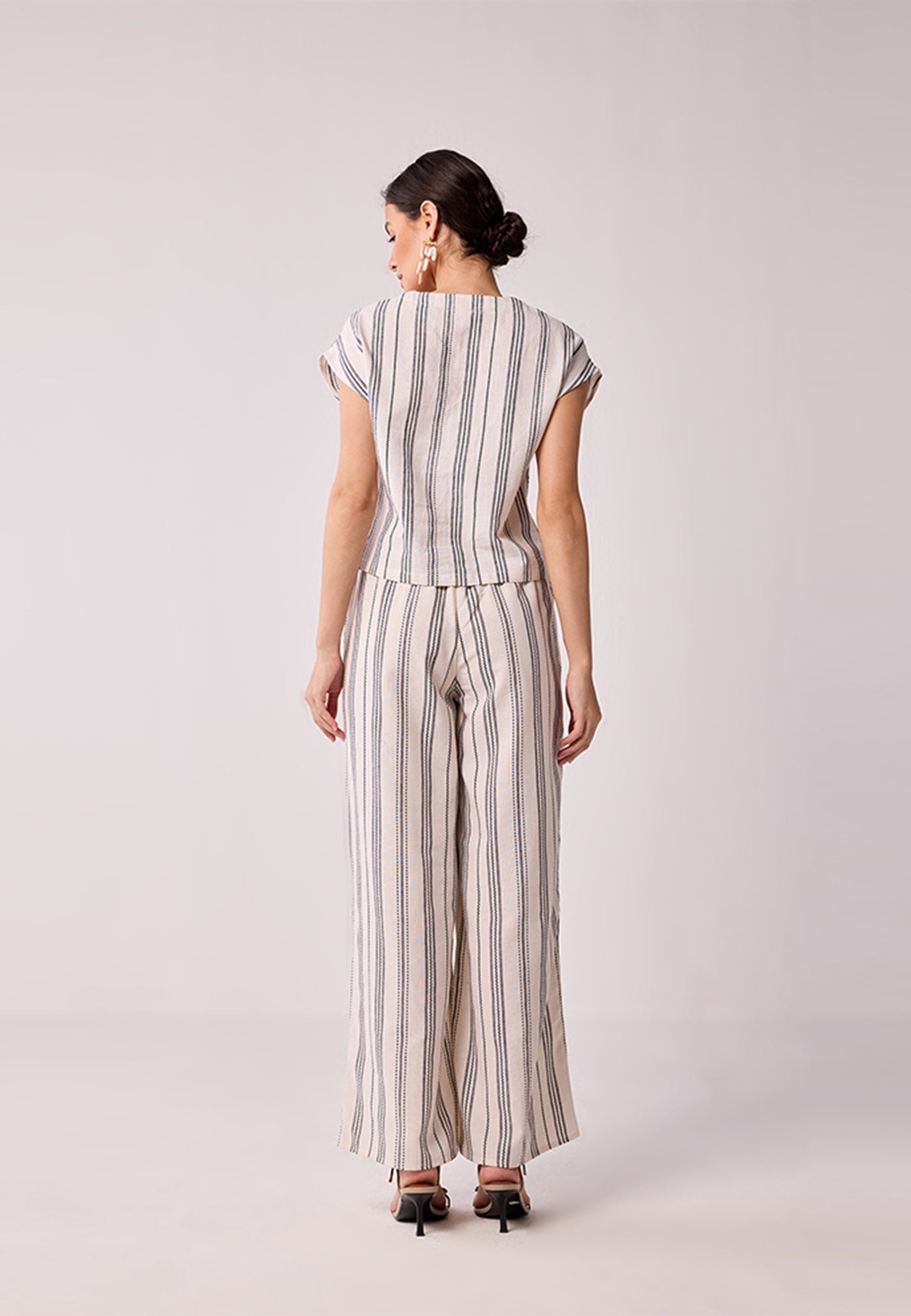 Wide Leg Drawstring Stripe Pants BOTTOMS Reistor