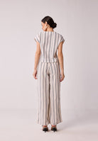 Wide Leg Drawstring Stripe Pants BOTTOMS Reistor