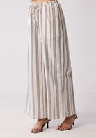 Wide Leg Drawstring Stripe Pants BOTTOMS Reistor