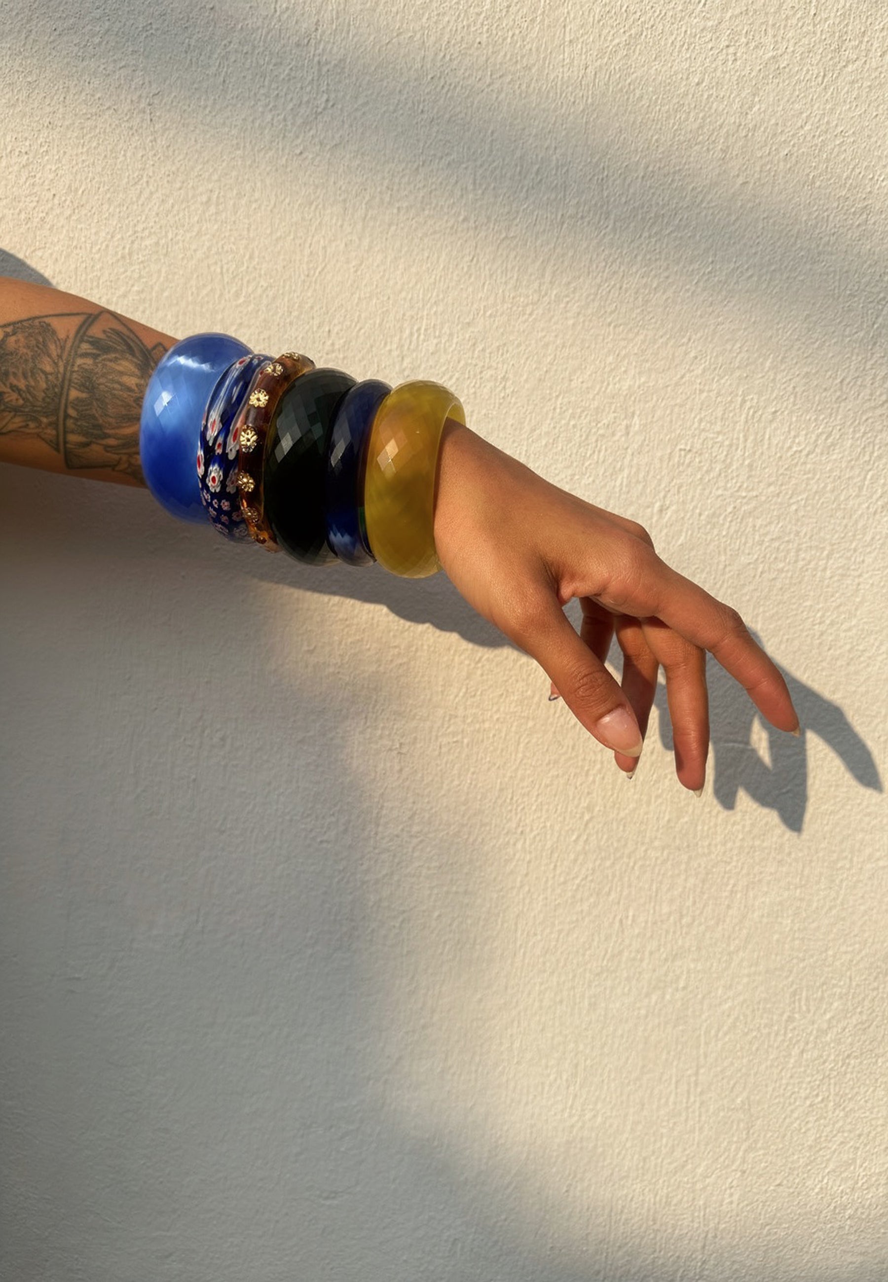 Crystal Cut Slim Electric Blue Bangle ACCESSORIES IKKIVI