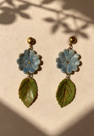 Blue Flora Leaf Dangler Earrings ACCESSORIES IKKIVI