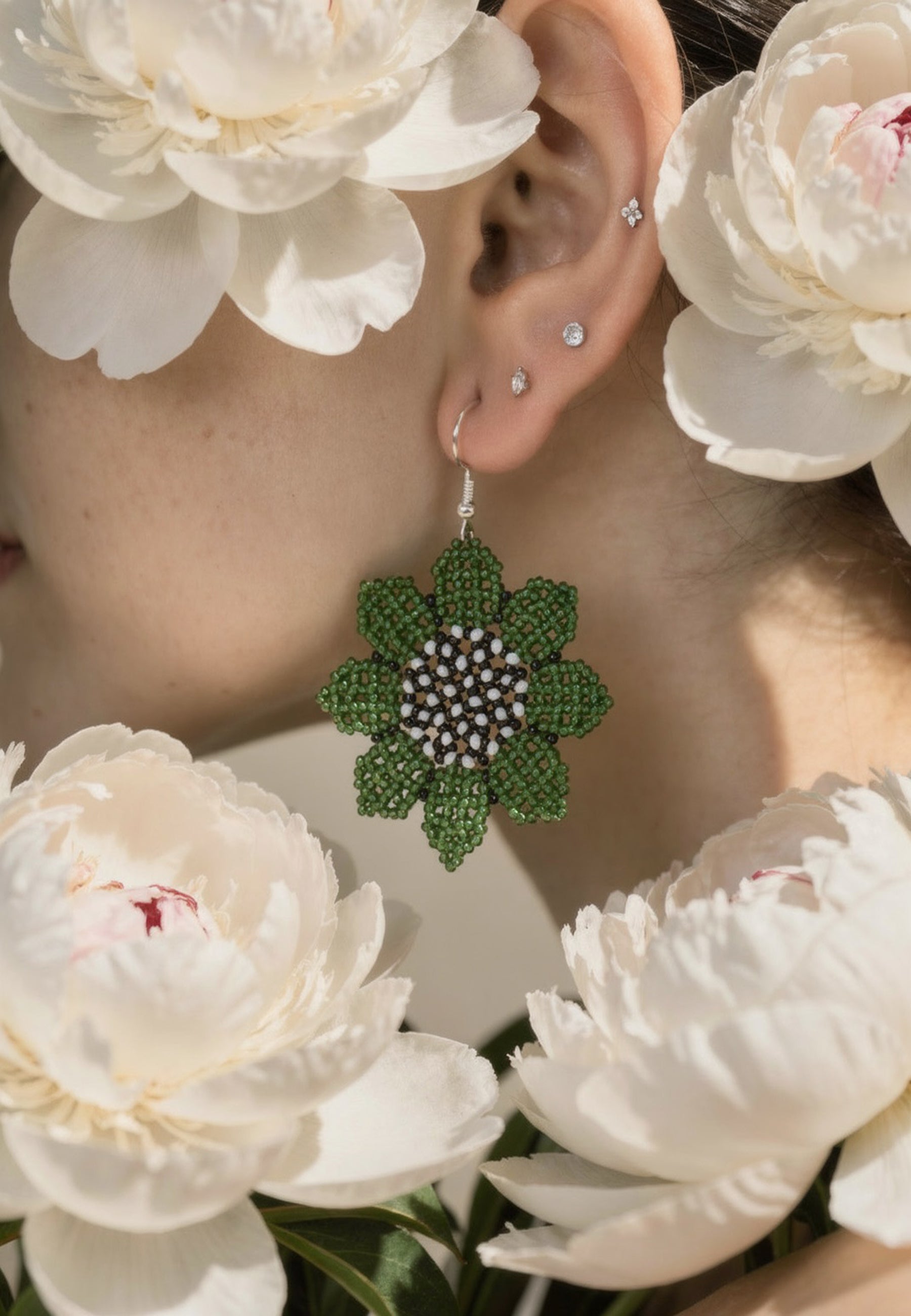 Green Bead Earrings ACCESSORIES IKKIVI