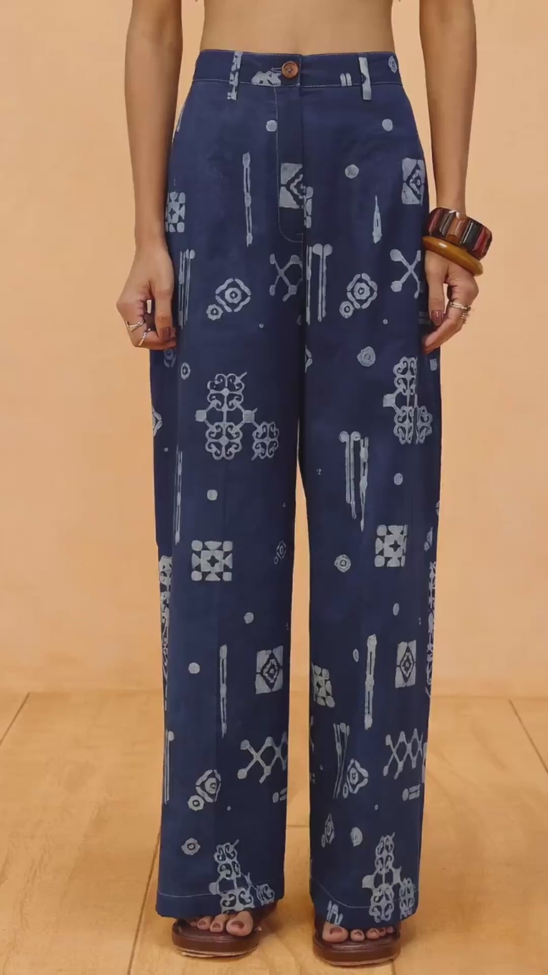 Indigo Patterns Organic Cotton Trousers BOTTOMS SUI