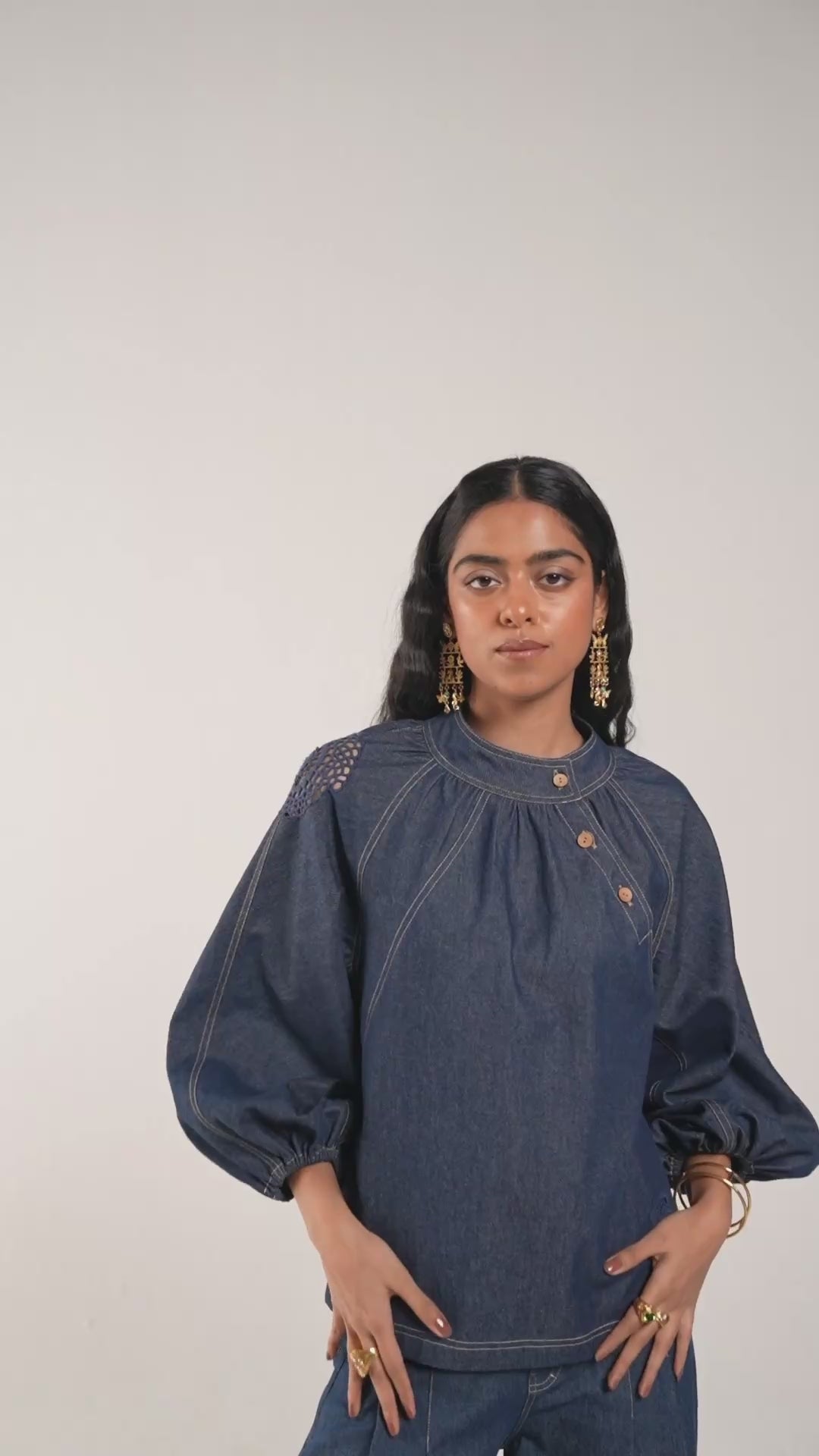 The Jaali Sustainable Denim Top TOPS SUI