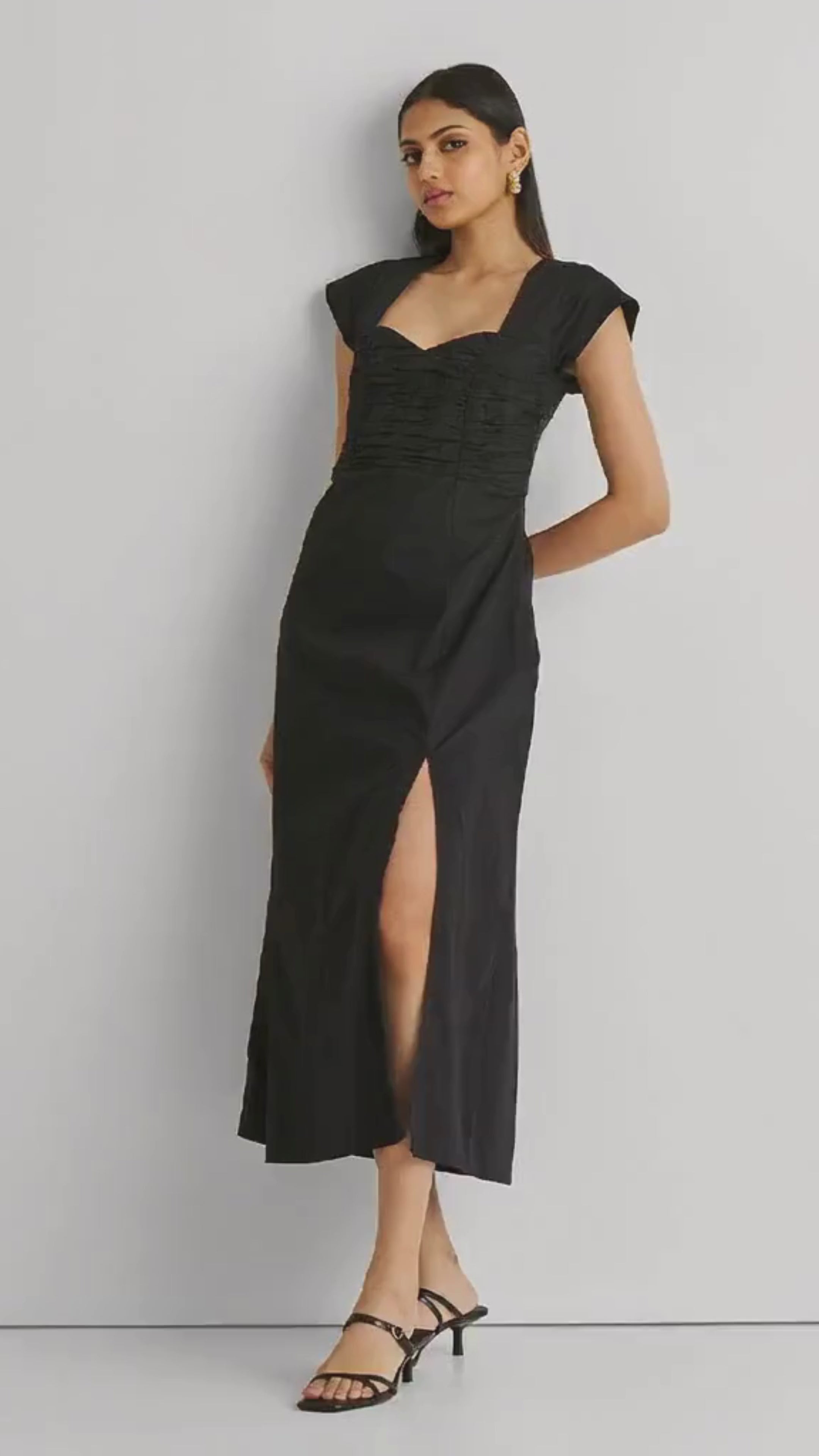 Ruched Dress with Front Slit DRESSES Reistor