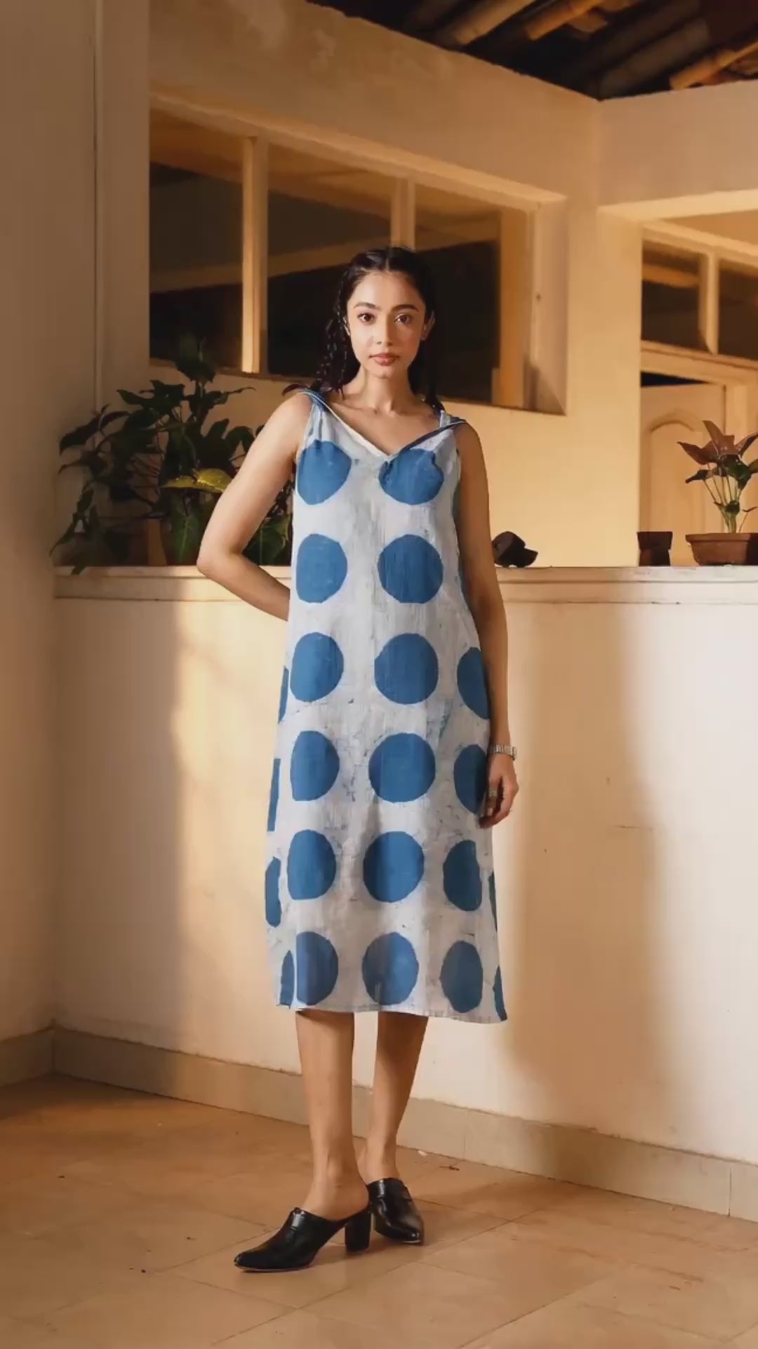 Indigo Orbit Twisted Sleeve Dress DRESSES IKKIVI