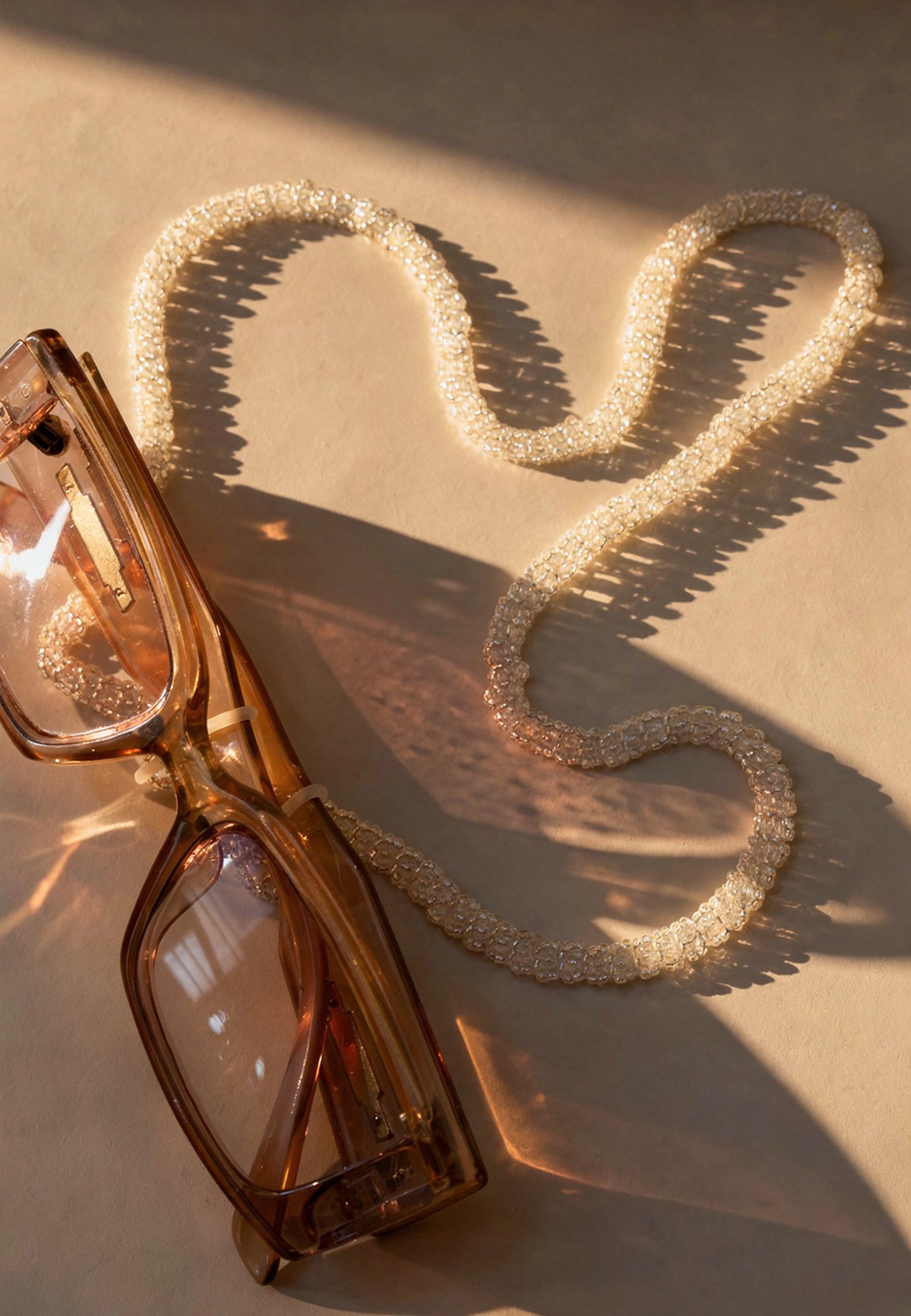 Silver White Beaded Sunglass Chain ACCESSORIES IKKIVI