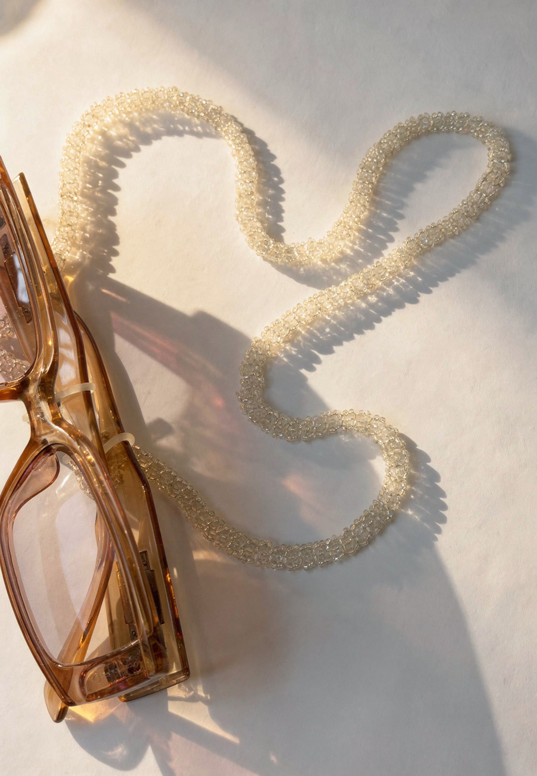 Silver White Beaded Sunglass Chain ACCESSORIES IKKIVI