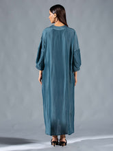 Load image into Gallery viewer, Teal Asymmetric Draped Dress DRESSES Auruhfy   
