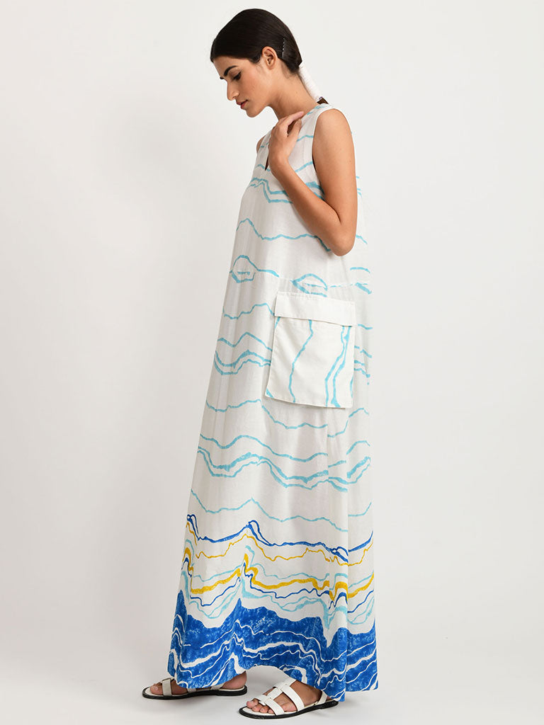 Blue Ocean Pocket Dress DRESSES Rias Jaipur   