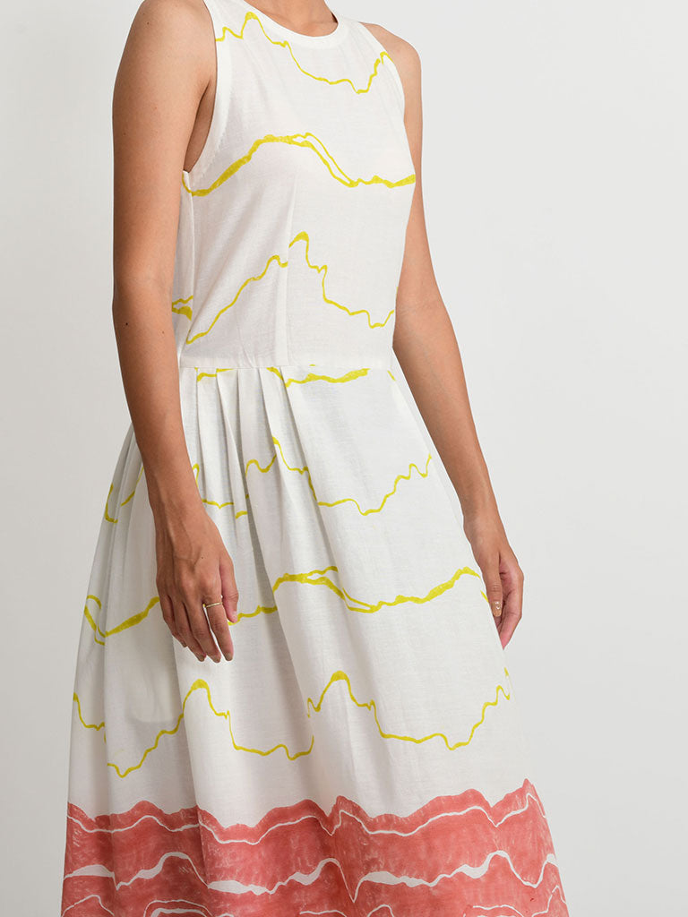 Salmon Pleated Dress DRESSES Rias Jaipur   
