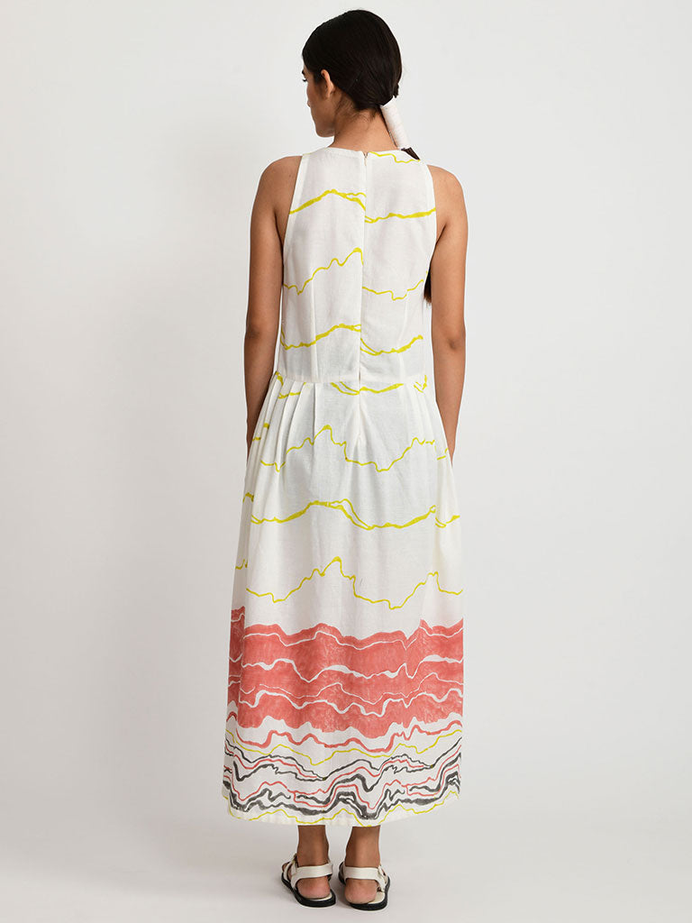 Salmon Pleated Dress DRESSES Rias Jaipur   