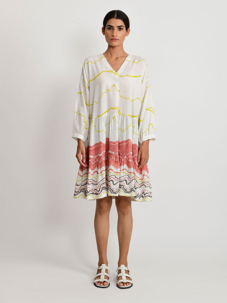 Salmon Wave Dress DRESSES Rias Jaipur   