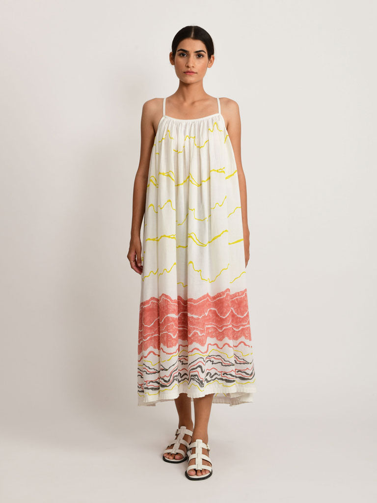 Salmon Gathered Dress DRESSES Rias Jaipur   