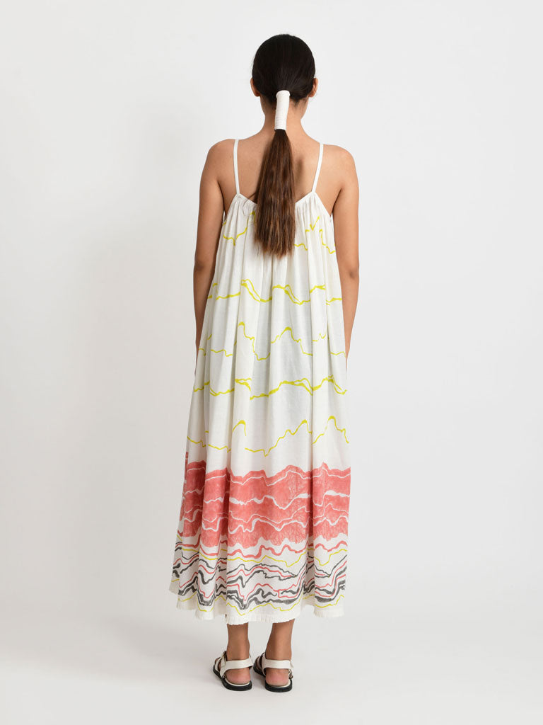 Salmon Gathered Dress DRESSES Rias Jaipur   