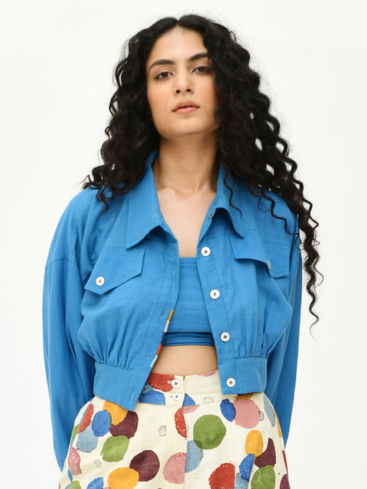 Deep Space Crop Jacket JACKETS Rias Jaipur   