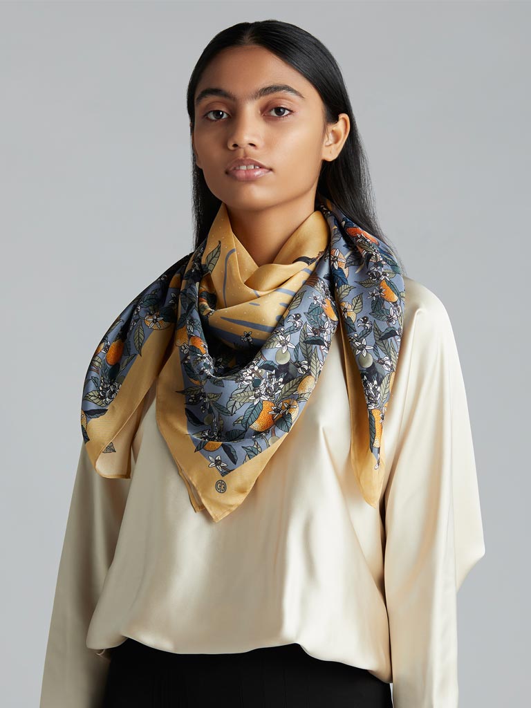 Evening at the Orchard Silk Scarf ACCESSORIES Carte Blanche   