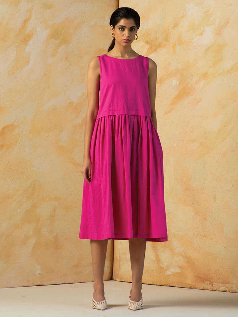 Rylie Pink Solid Dress DRESSES Kanelle   