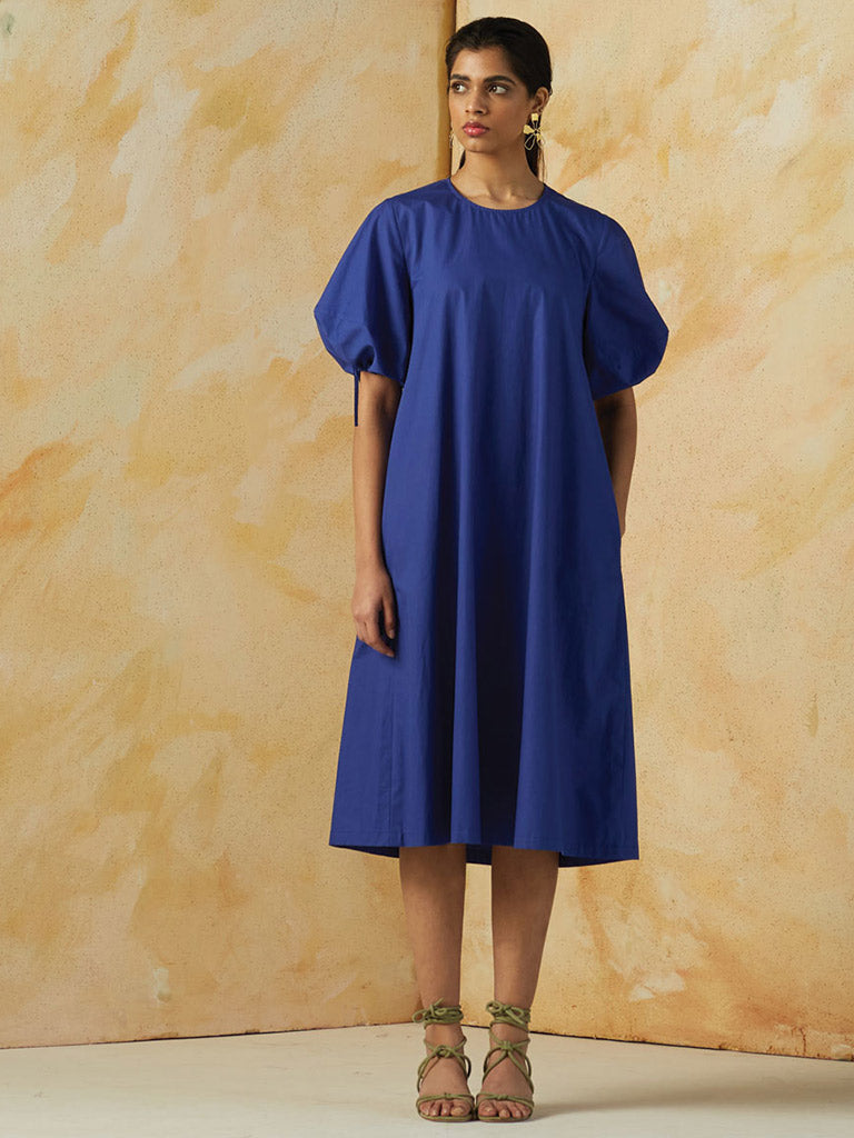 Margo Blue Solid Dress DRESSES Kanelle   