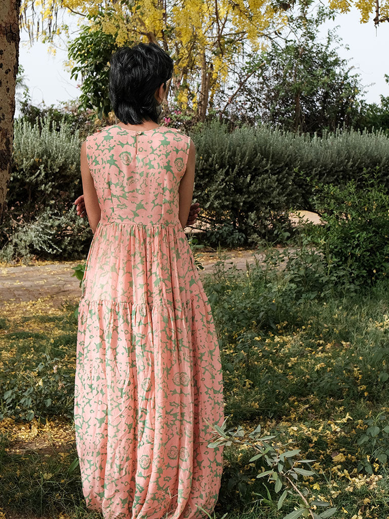 Amethyst Floret Long Tier Dress DRESSES Khajoor   