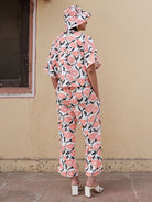 Outlined Florals Boxy Resort Shirt TOPS Khajoor   