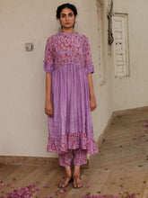 Load image into Gallery viewer, Lavender Floret Gathers Tunic Co-ord Set SETS Khajoor   
