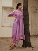 Load image into Gallery viewer, Lavender Floret Gathers Tunic DRESSES Khajoor   

