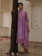 Load image into Gallery viewer, Lavender Floret Gathers Tunic Co-ord Set SETS Khajoor   
