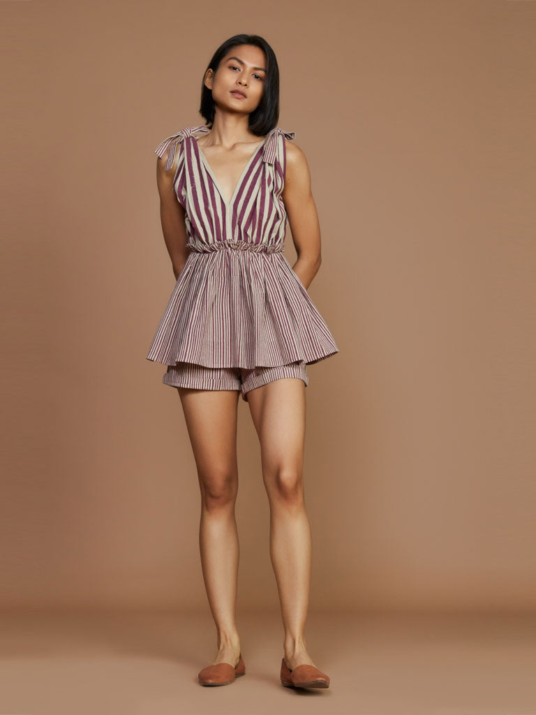 Striped Frill Top TOPS Mati   