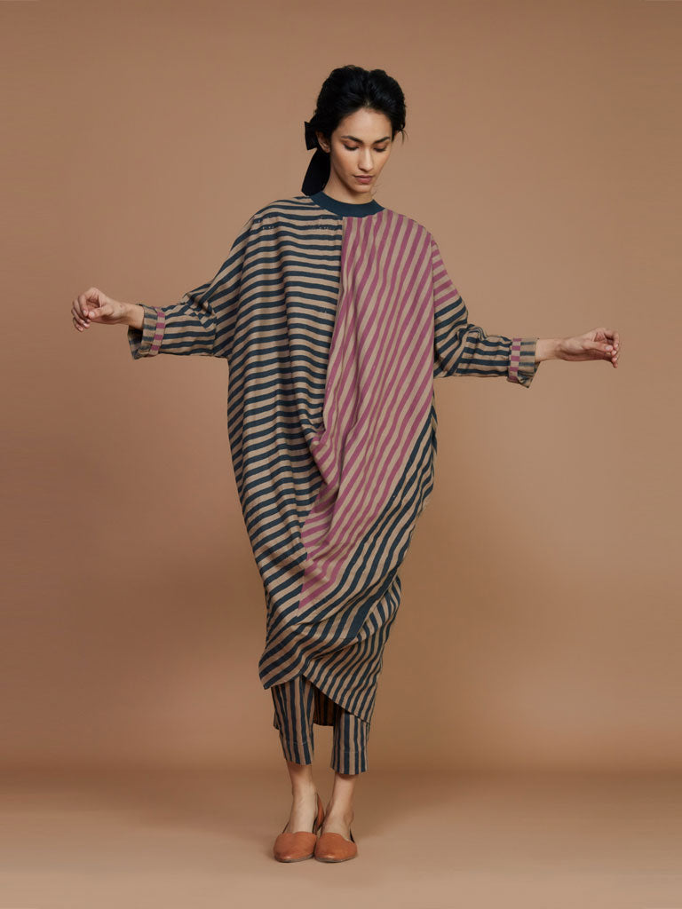 Ribbed Cowl Striped Tunic TOPS Mati   