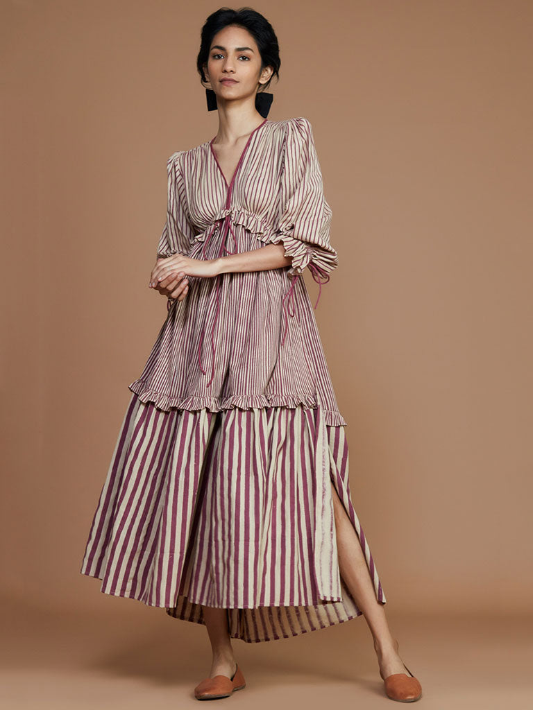 Tiered Frill Striped Dress DRESSES Mati   