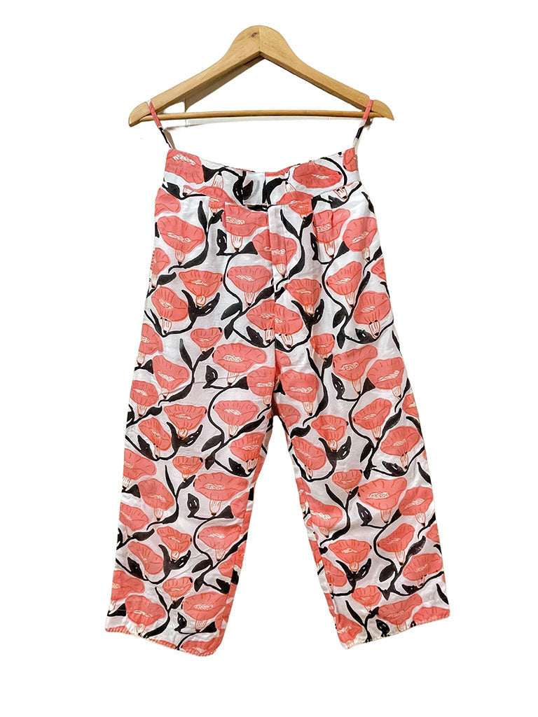 Outlined Florals Cropped Trousers BOTTOMS Khajoor   