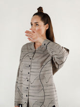 Load image into Gallery viewer, Charcoal Waves Oversized Shirt TOPS Rias Jaipur   
