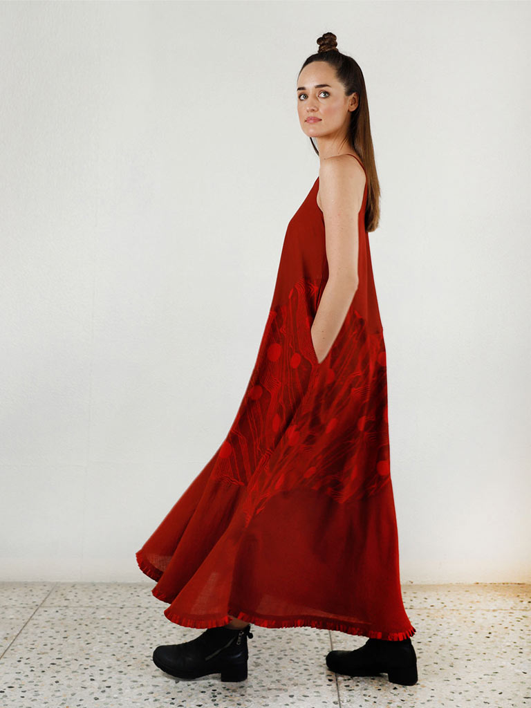 Cherry Red Maxi Dress DRESSES Rias Jaipur   