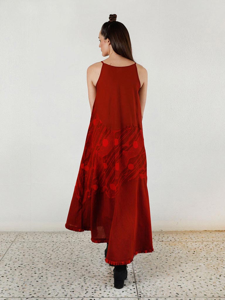 Cherry Red Maxi Dress DRESSES Rias Jaipur   