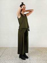 Load image into Gallery viewer, Moss Olive Double Pleat Pants BOTTOMS Rias Jaipur   
