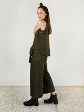 Load image into Gallery viewer, Moss Olive Double Pleat Pants BOTTOMS Rias Jaipur   
