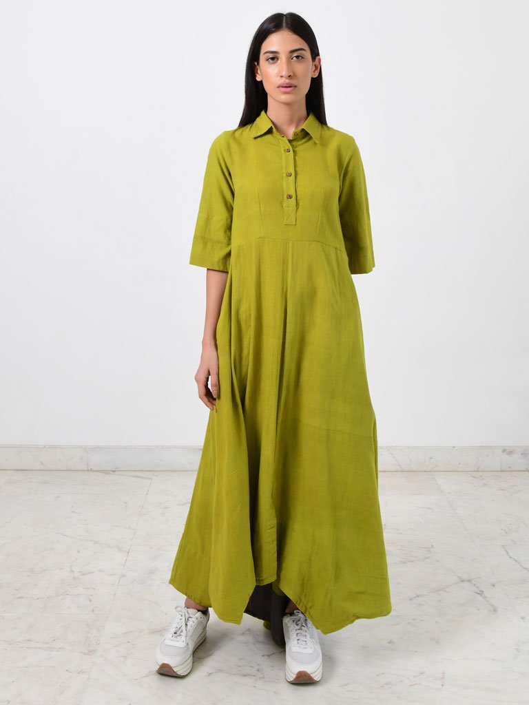 Green Collar Jumpy DRESSES Rias Jaipur   