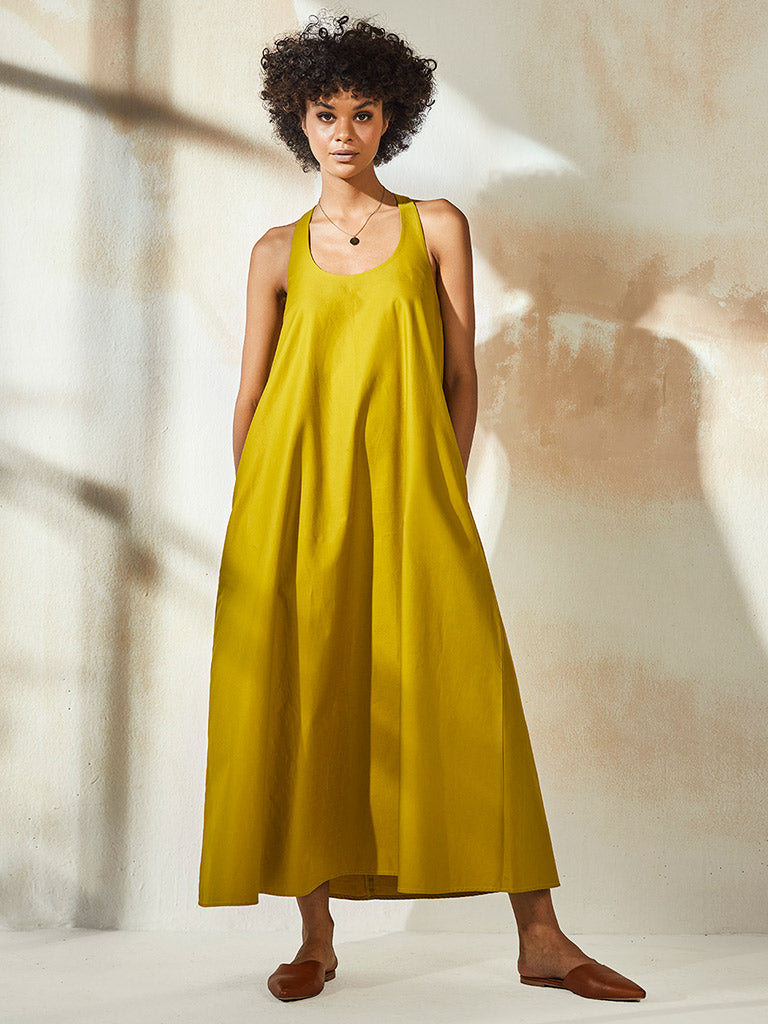 Sweet Like Honey Womens Yellow Maxi Dress Khara Kapas IKKIVI